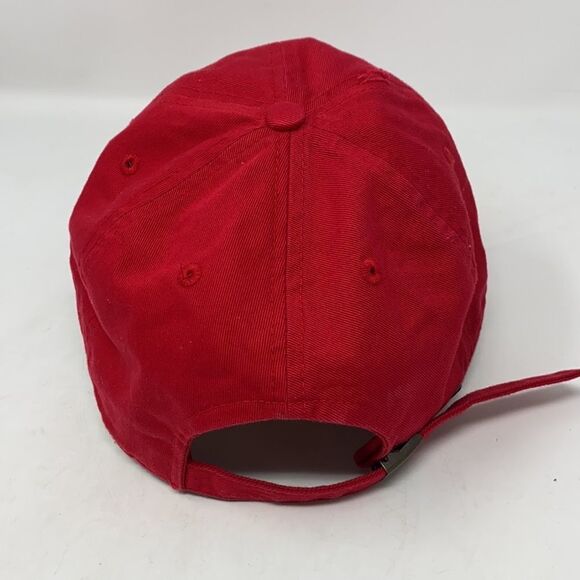 RED Distressed Canvas 6 Panel Adjustable Dad Hat Lit - Picture 2 of 5